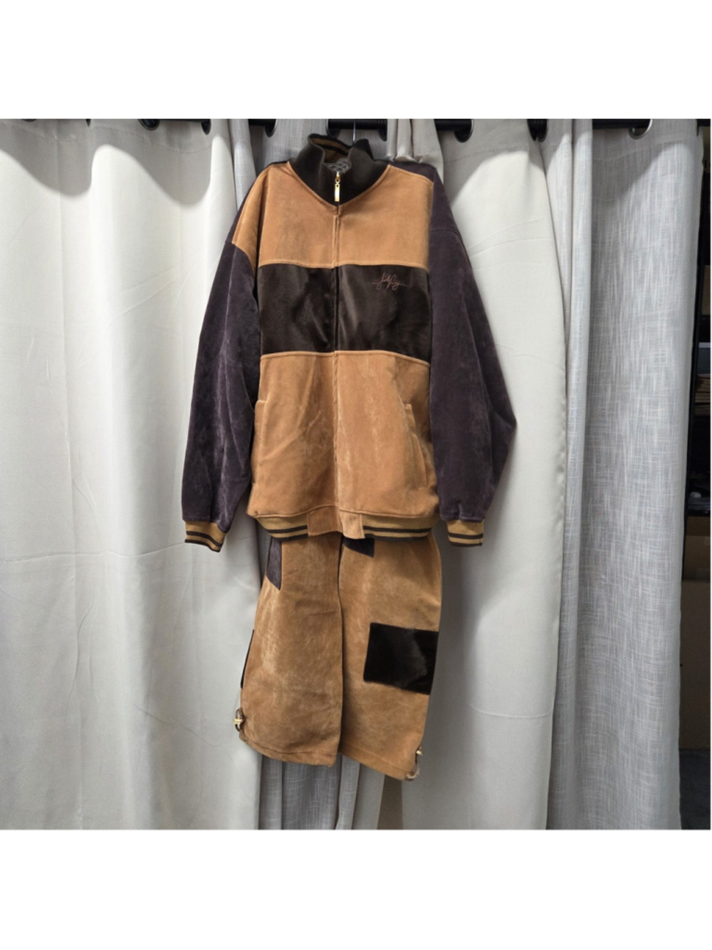 Jordan Craig Brown Velour Tracksuit Streetwear Y2K XL Retro Hip Hop